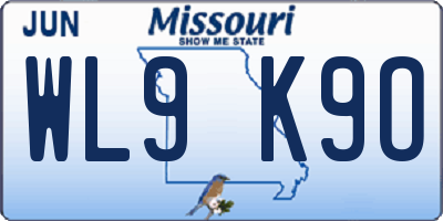 MO license plate WL9K9O