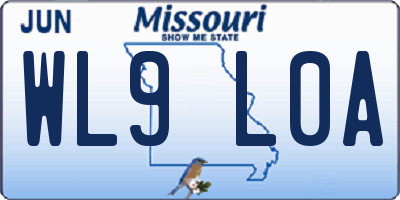 MO license plate WL9L0A