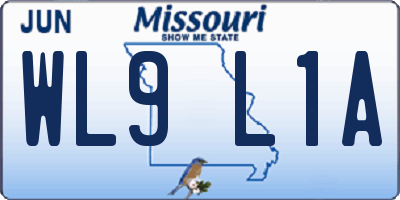 MO license plate WL9L1A