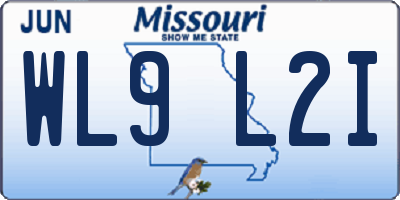 MO license plate WL9L2I