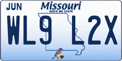 MO license plate WL9L2X