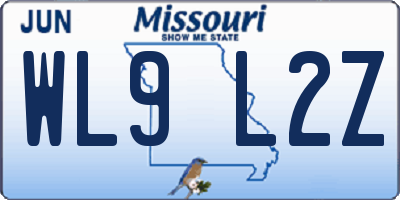 MO license plate WL9L2Z