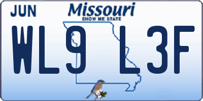 MO license plate WL9L3F