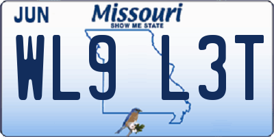 MO license plate WL9L3T