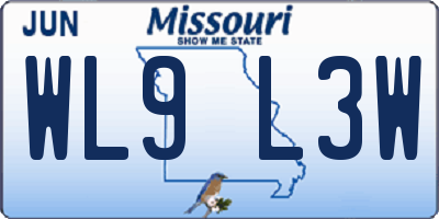 MO license plate WL9L3W