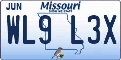 MO license plate WL9L3X