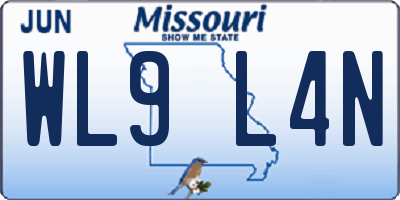 MO license plate WL9L4N