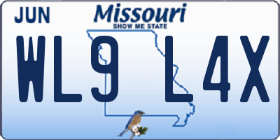 MO license plate WL9L4X
