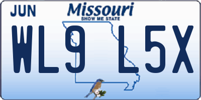 MO license plate WL9L5X