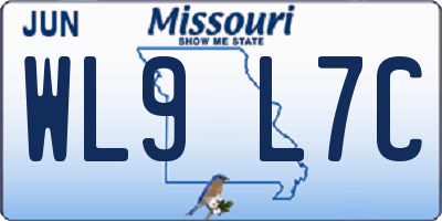 MO license plate WL9L7C