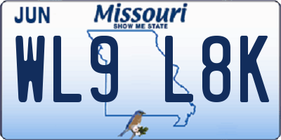 MO license plate WL9L8K