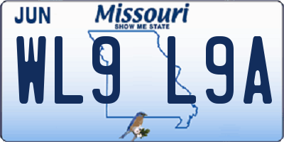 MO license plate WL9L9A