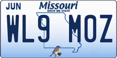 MO license plate WL9M0Z
