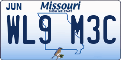 MO license plate WL9M3C