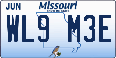 MO license plate WL9M3E