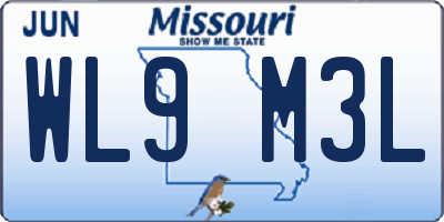MO license plate WL9M3L