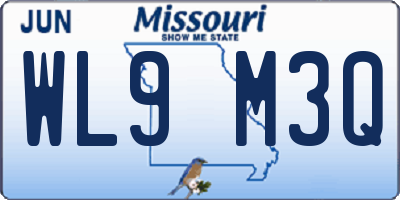MO license plate WL9M3Q