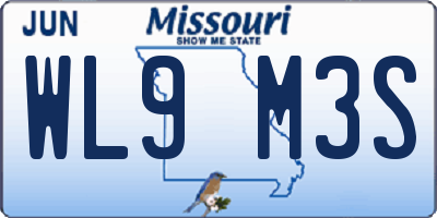 MO license plate WL9M3S