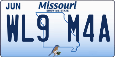 MO license plate WL9M4A