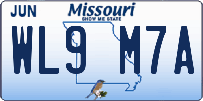 MO license plate WL9M7A