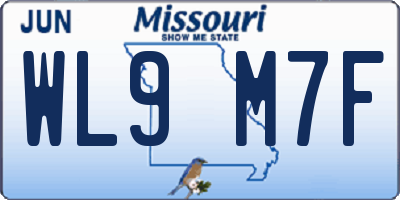 MO license plate WL9M7F