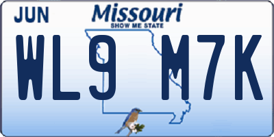 MO license plate WL9M7K