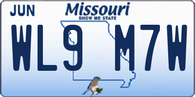 MO license plate WL9M7W