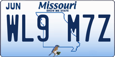 MO license plate WL9M7Z