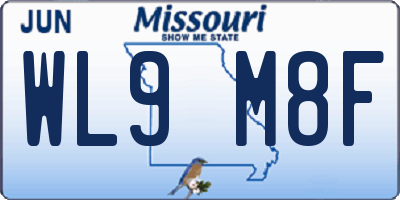MO license plate WL9M8F