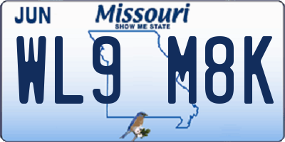 MO license plate WL9M8K