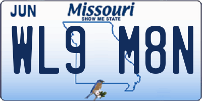 MO license plate WL9M8N