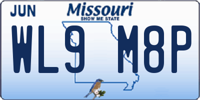 MO license plate WL9M8P