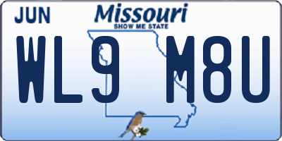 MO license plate WL9M8U