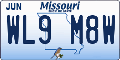MO license plate WL9M8W