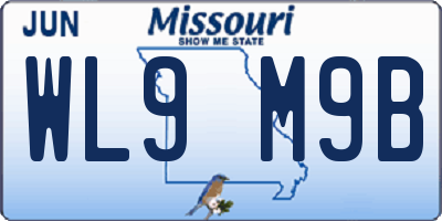 MO license plate WL9M9B
