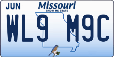MO license plate WL9M9C
