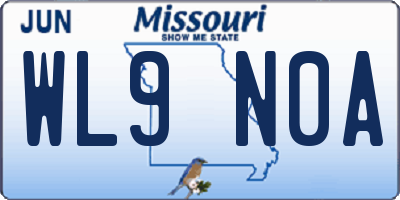 MO license plate WL9N0A