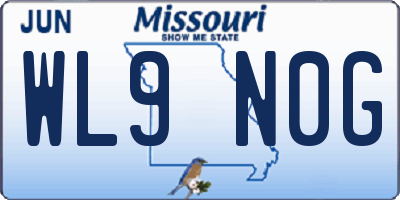 MO license plate WL9N0G