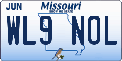 MO license plate WL9N0L
