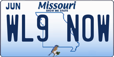 MO license plate WL9N0W