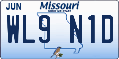 MO license plate WL9N1D