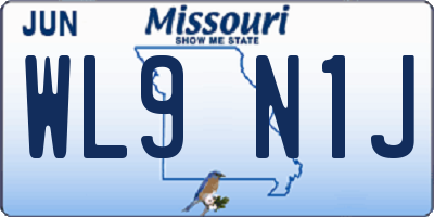 MO license plate WL9N1J