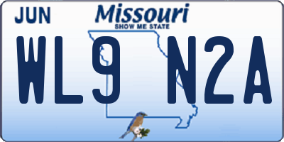 MO license plate WL9N2A