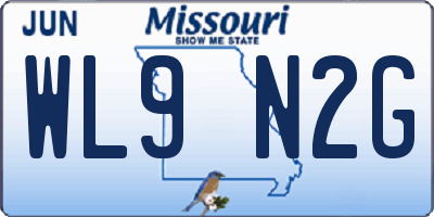 MO license plate WL9N2G