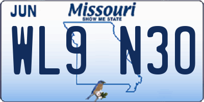 MO license plate WL9N3O