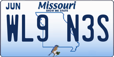 MO license plate WL9N3S