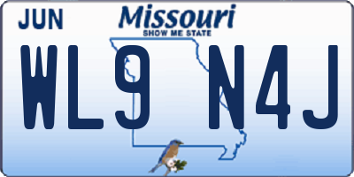 MO license plate WL9N4J