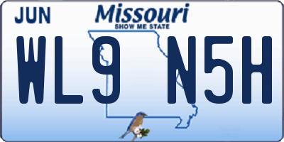 MO license plate WL9N5H