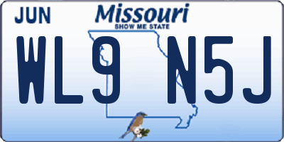 MO license plate WL9N5J