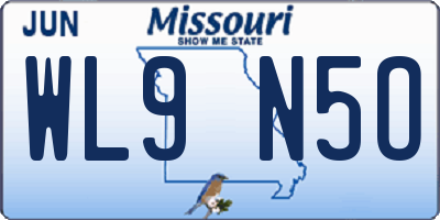 MO license plate WL9N5O